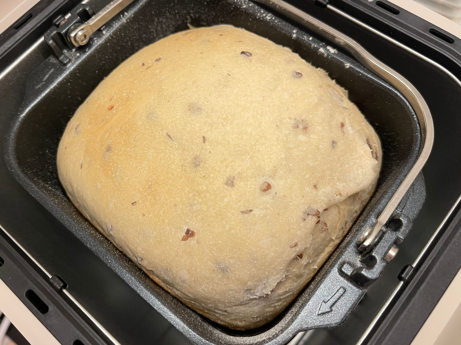 レコルトのホームベーカリーで作った、ゆめちからブレンドとしっとり甘納豆(大納言)の食パン