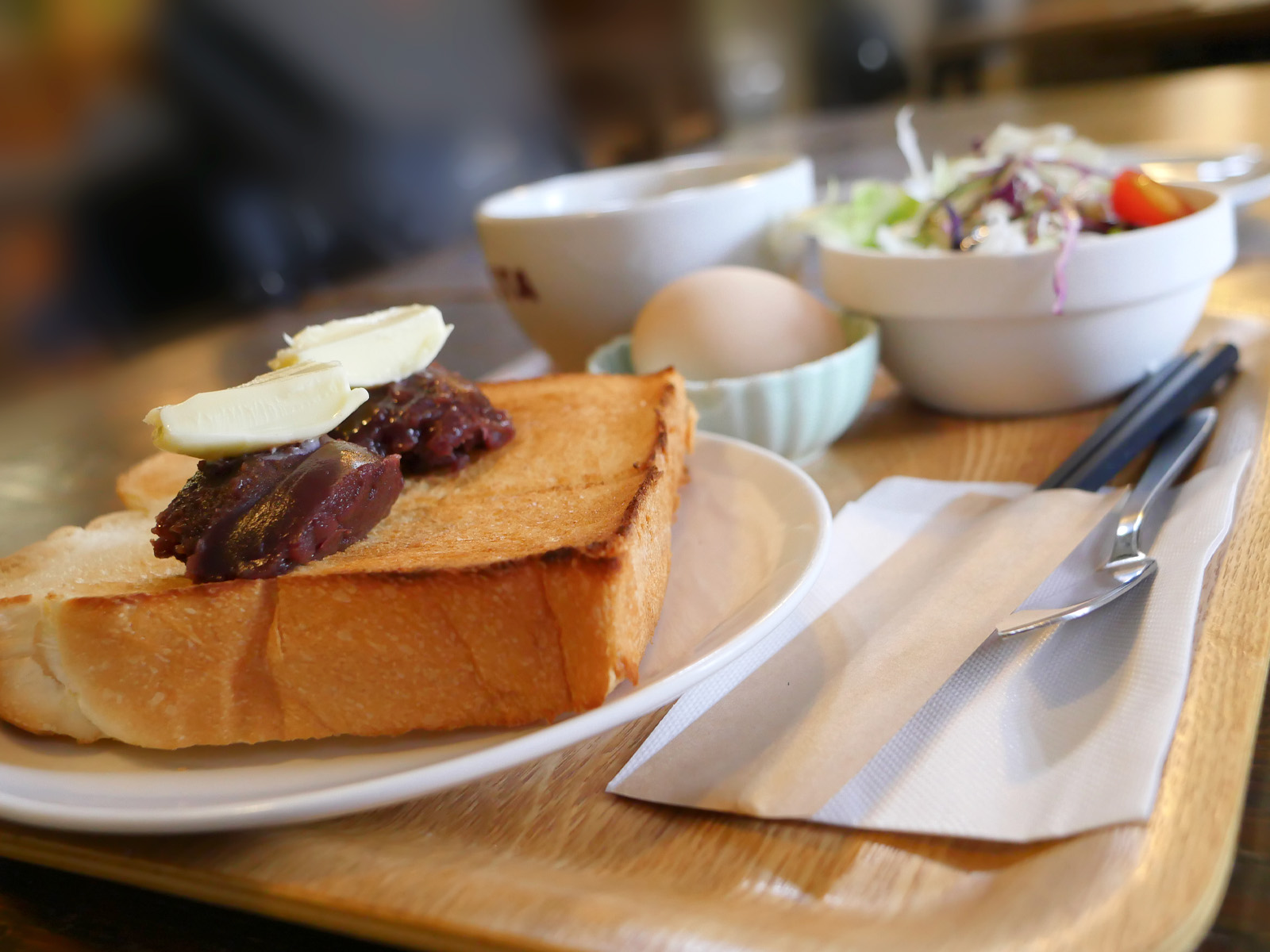 朝ごはんに「深山のカフェ食堂」のあんバタートースト＆コーヒー食べたよ！／岡山県玉野市