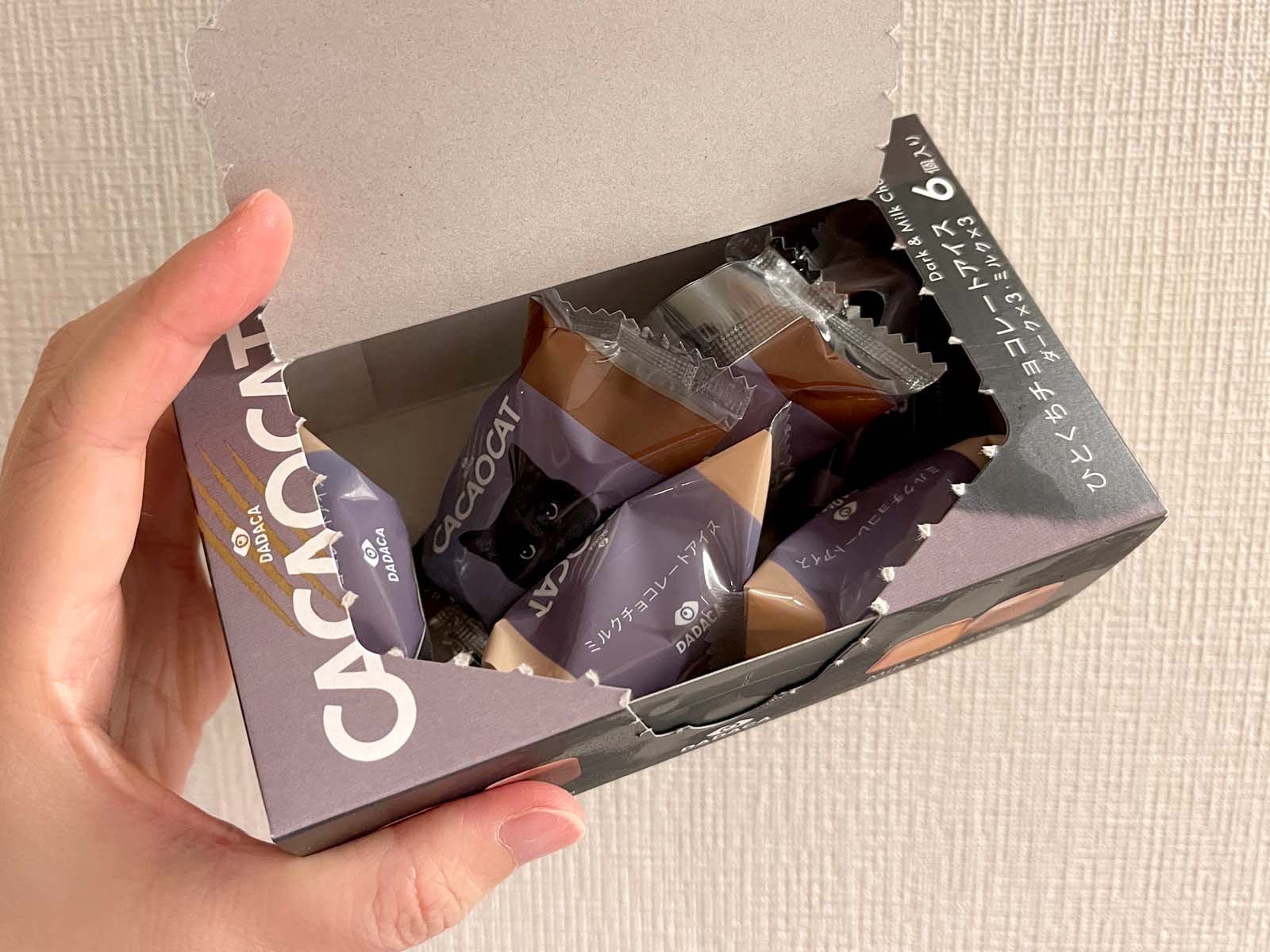 コンビニで売ってた「CACAOCAT」のひとくちチョコレートアイスを食べたよ！