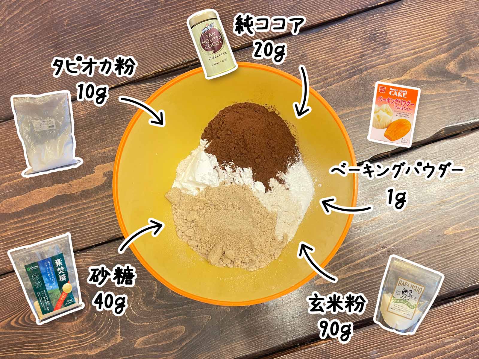 残りがちな「純ココア」を使って、タピオカ粉入り玄米粉のパウンドケーキ作ったよ！