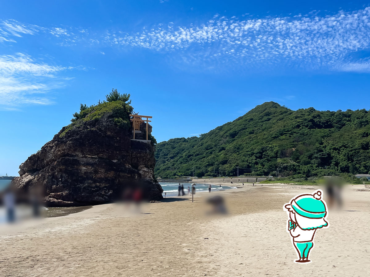 「稲佐の浜」にある弁天島(沖御前神社)を見てきたよ!/島根県出雲