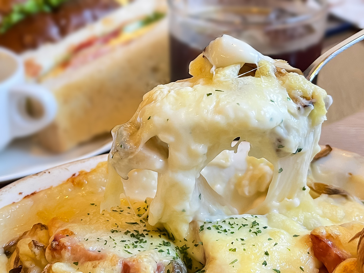 「珈琲館」できのこグラタンセット、ベーコンエッグサンド食べたよ!/島根県松江