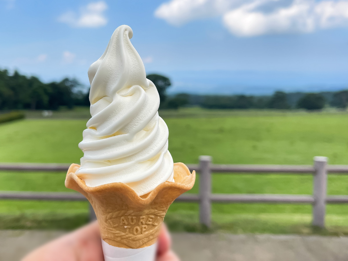 「大山まきば みるくの里」で白バラ牛乳を使用した特製ソフトクリーム食べたよ！／鳥取県大山
