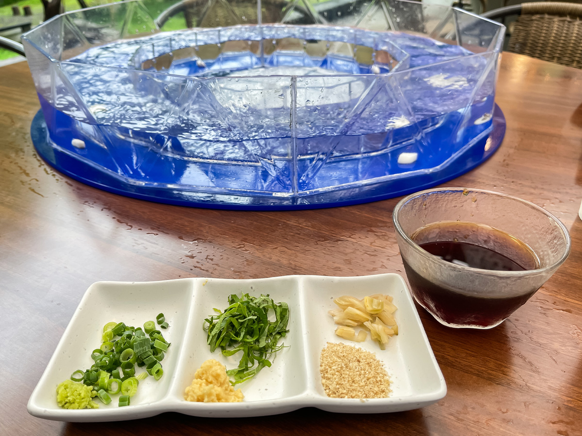霧島水神郷「みたらしの滝」で、そうめん流しとマスの塩焼き膳食べたよ!/鹿児島県霧島市