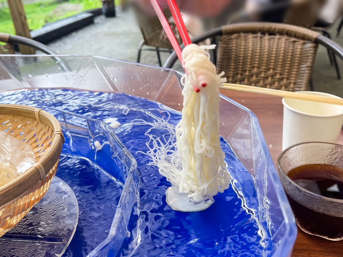 霧島水神郷「みたらしの滝」で、そうめん流しとマスの塩焼き膳食べたよ!/鹿児島県霧島市
