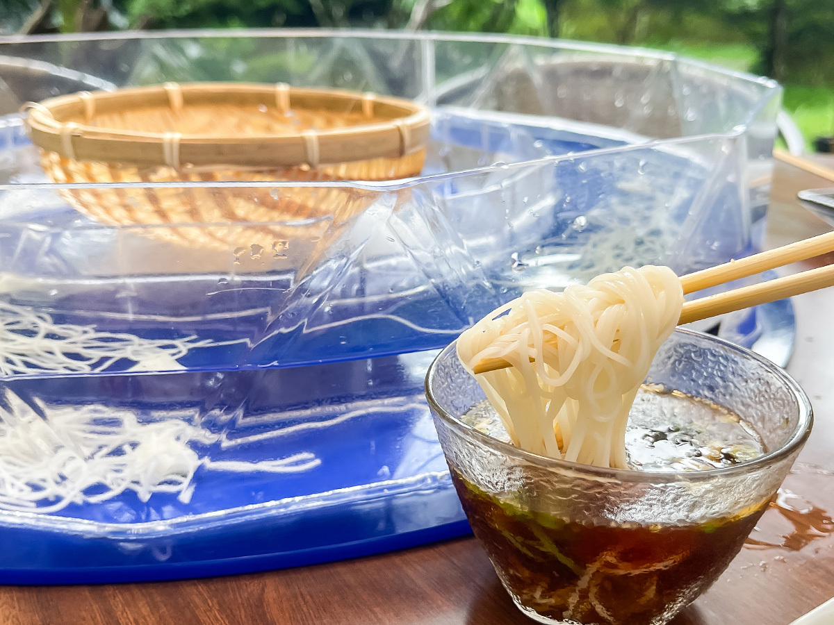 霧島水神郷「みたらしの滝」で、そうめん流しとマスの塩焼き膳食べたよ!/鹿児島県霧島市