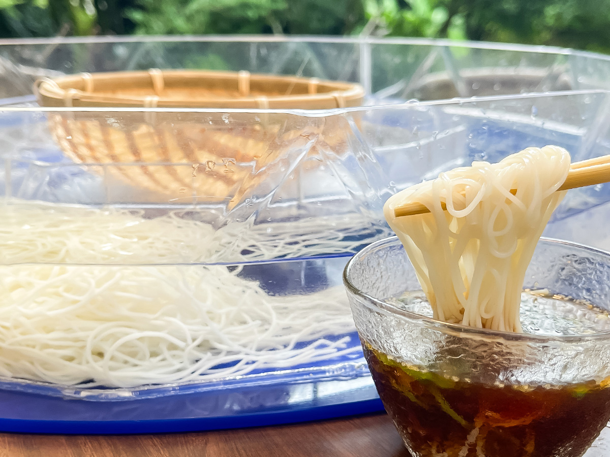 霧島水神郷「みたらしの滝」で、そうめん流しとマスの塩焼き膳食べたよ!/鹿児島県霧島市