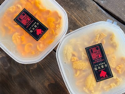「島の人」の礼文・利尻島産”塩水雲丹 (エゾバフンウニ・キタムラサキウニ)”食べてみたよ！／北海道土産