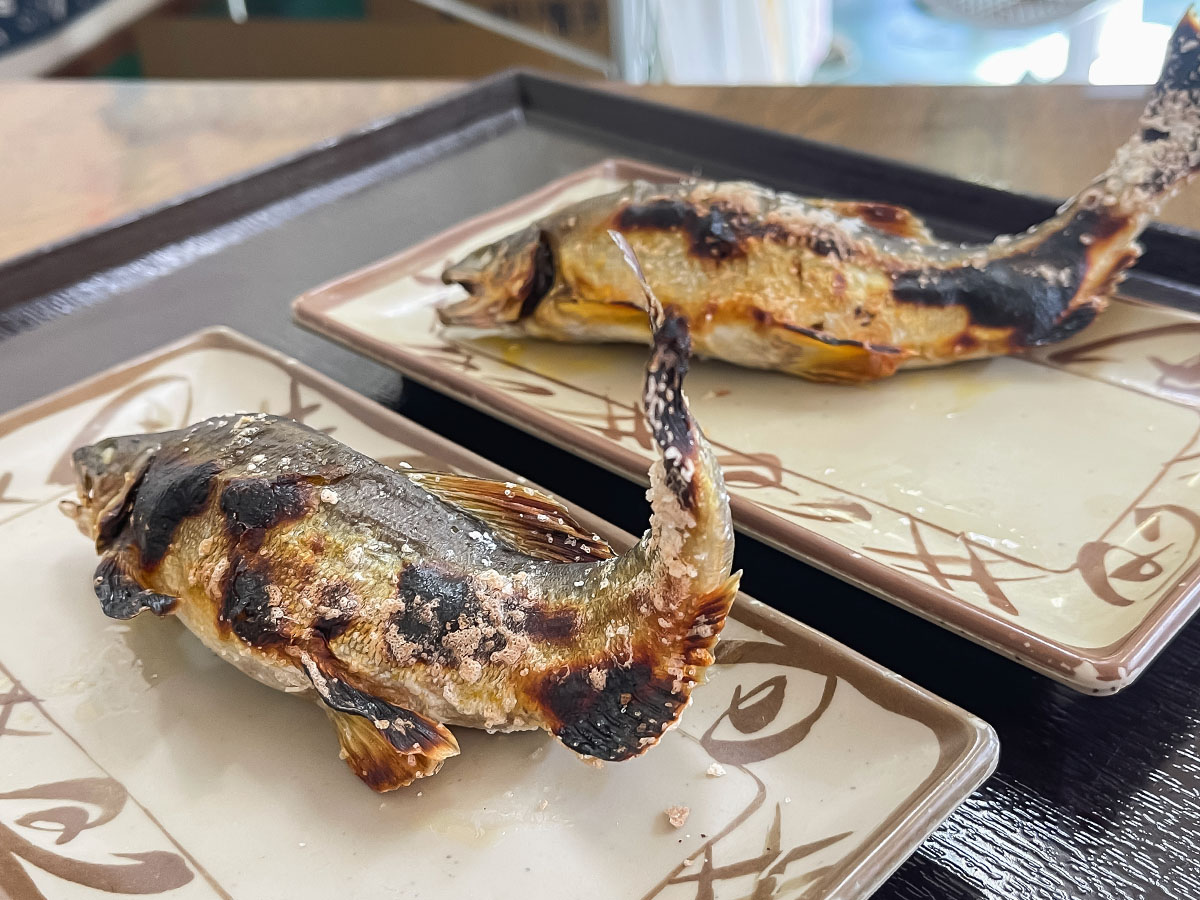 「湯来つり堀」で釣った”鮎”を塩焼き・唐揚げにしてもらって食べた!/広島県湯来町