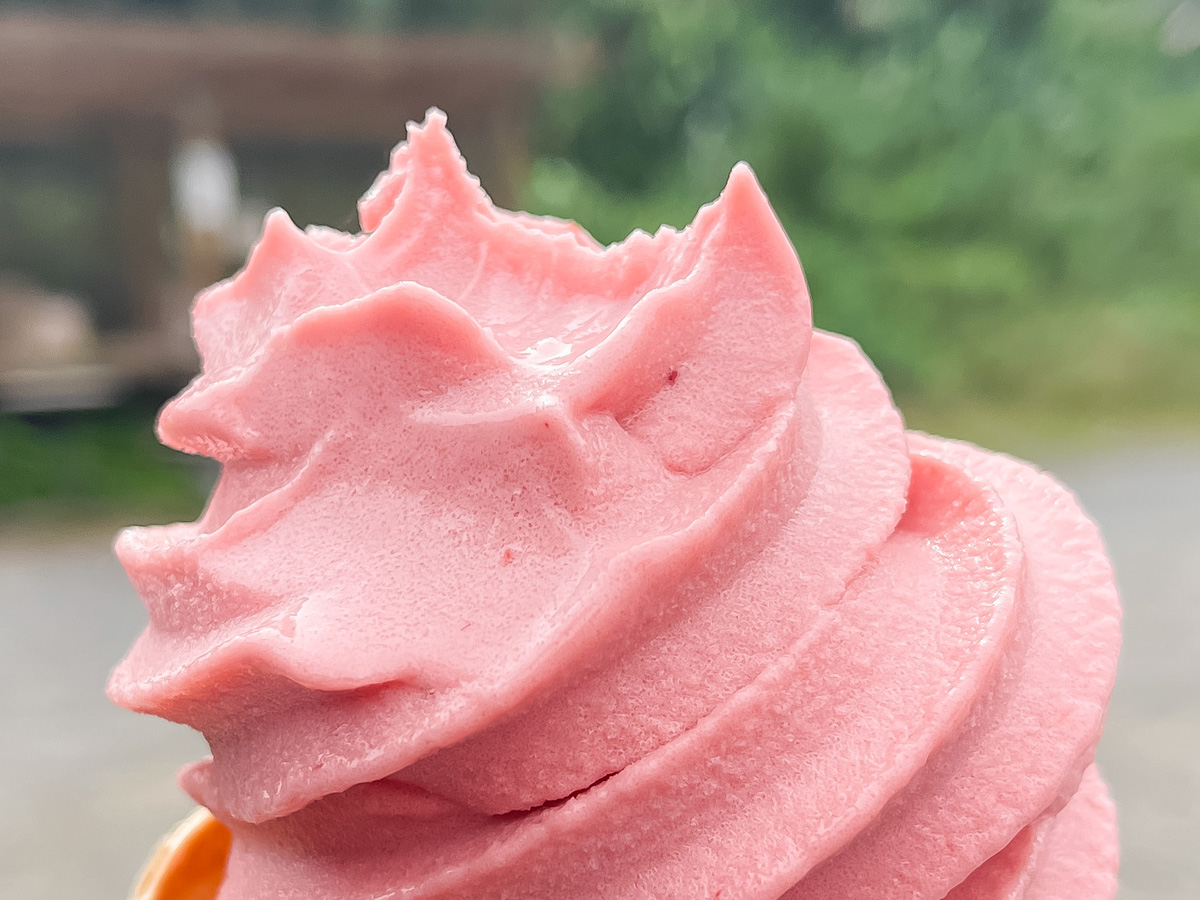 「La fraise(ラフレーズ)」 でピンク色のいちごソフトクリーム食べたよ！／宮崎県都城市