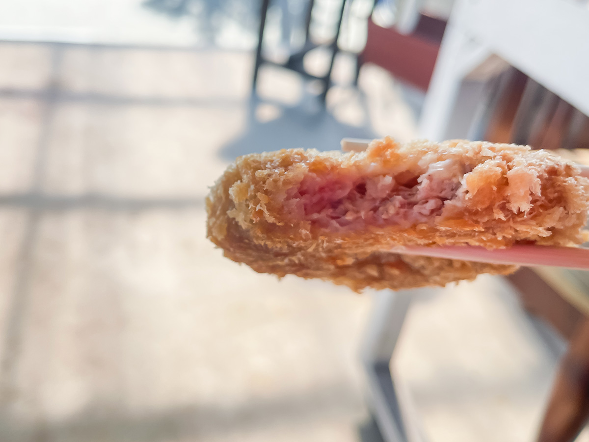 「観音池ポーク」でメンチカツ、梅しそ重ねカツ／宮崎県都城市ふくろうの会内