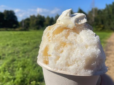 「水菓子屋」で、クリームのせ蜂蜜レモンかき氷買ってみたよ！／宮崎県都城市