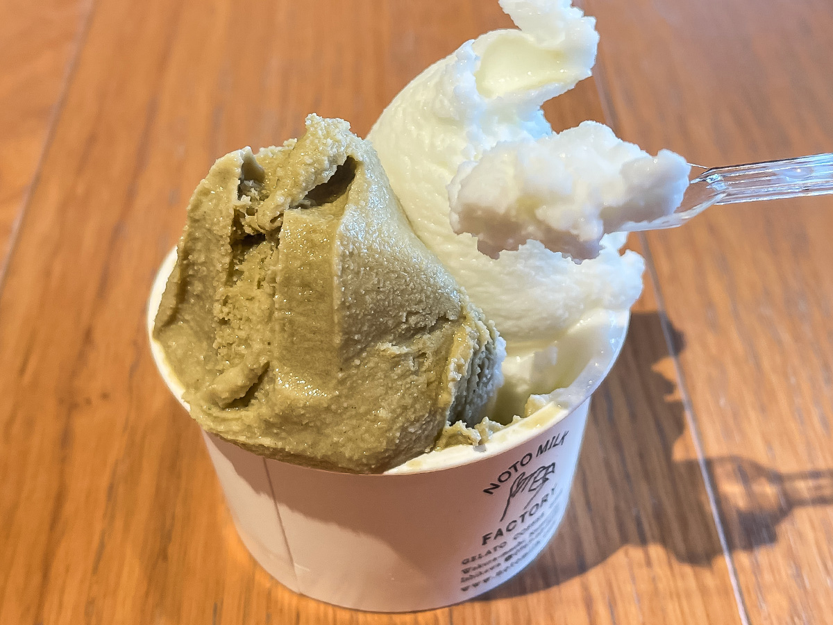 「点点茶(てんてんちゃ)」で能登ミルク使用ジェラート食べたよ!/富山県環水テラス 1階