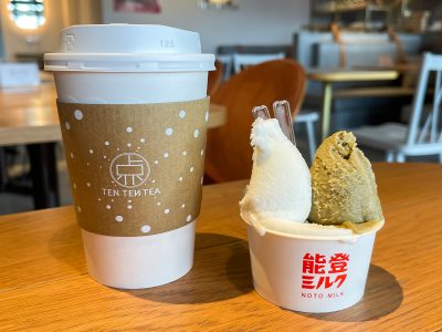 「点点茶(てんてんちゃ)」で能登ミルク使用ジェラート食べたよ！／富山県環水テラス 1階