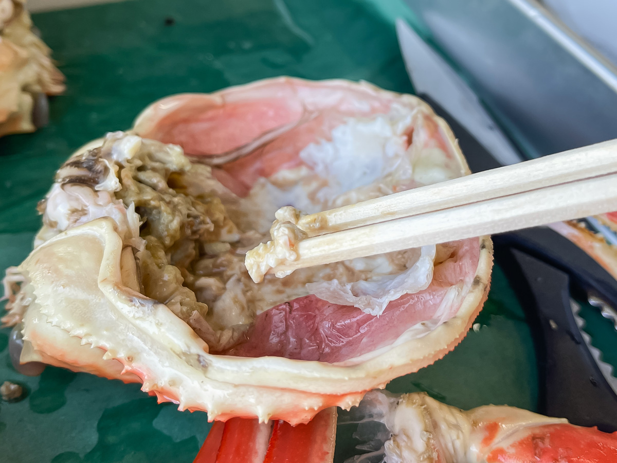 「金沢港いきいき魚市」で、茹で加納カニとガス海老の刺身食べたよ！／石川県金沢市